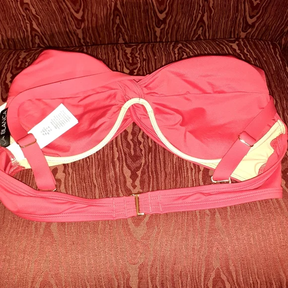 NORDSTROM BIKINI TOP REDISH CROSS BACK OR SHOULDERS WIRED SOLID NWT